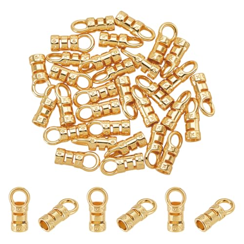 AHANDMAKER 30 Stück Messing Kordel Crimp Enden 2mm Rohrschnur Endkappen Band Endverschluss Spitzen Schmuckverbinder Für Die Schmuckherstellung Armbänder DIY Handwerk Golden von AHANDMAKER