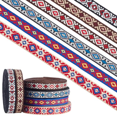 AHANDMAKER 30 Yards Besticktes Band 6 Farben Rauten Ethno Jacquard Polyesterband 0.4 Zoll Breit Gewebter Besatz Zum Nähen Für DIY Kleidungszubehör Dekorationen AHANDMAKER 30 Yards Besticktes Band 6 Farben Rauten Ethno Jacquard Polyesterband 0.4 Zoll Breit Gewebter Besatz Zum Nähen Für DIY Kleidungszubehör Dekorationen von AHANDMAKER