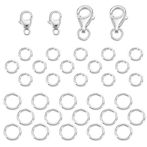 AHANDMAKER 34 Stück 4 Stile 925 Sterling Silber Karabinerverschlüsse Und Offene Biegeringe Zubehör Zum Finden von Silberschmuck Verbindungsverschluss AHANDMAKER 34 Stück 4 Stile 925 Sterling Silber Karabinerverschlüsse Und Offene Biegeringe Zubehör Zum Finden von Silberschmuck Verbindungsverschluss von AHANDMAKER