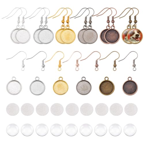 AHANDMAKER 36 Set Ohrringe Drahthaken Rohlinge Lünettenschalen Mit Glascabochons Fassung 6 Farbe 12mm Rund Cabochon Lünette Rohlinge Für Ohrringherstellung Zubehör Für Die Herstellung von DIY Schmuck AHANDMAKER 36 Set Ohrringe Drahthaken Rohlinge Lünettenschalen Mit Glascabochons Fassung 6 Farbe 12mm Rund Cabochon Lünette Rohlinge Für Ohrringherstellung Zubehör Für Die Herstellung von DIY Schmuck von AHANDMAKER
