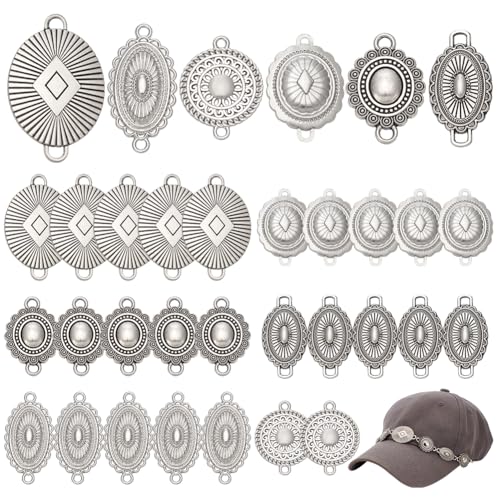 AHANDMAKER 36 Stücke 6 Stile Vintage Oval Connector Charms Silber Überzogene Legierung Körper Kette Link Anhänger Blume Flachrund Tropfen von AHANDMAKER