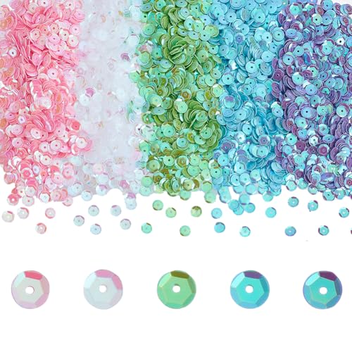 AHANDMAKER 3600 Stück lose Pailletten in 5 Farben, 6 mm, Applikation, transparente Verzierung, Pailletten, Anhänger, UV-beschichtet, Acryl-Pailletten, für Stickerei, Applikation, Stricken, Nähen AHANDMAKER 3600 Stück lose Pailletten in 5 Farben, 6 mm, Applikation, transparente Verzierung, Pailletten, Anhänger, UV-beschichtet, Acryl-Pailletten, für Stickerei, Applikation, Stricken, Nähen von AHANDMAKER