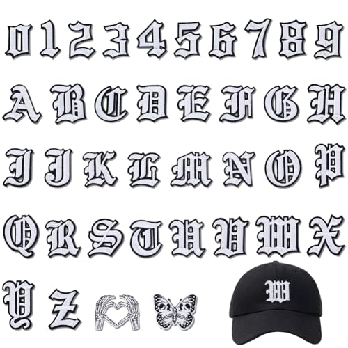 AHANDMAKER 38 Stück Aufnäher Mit Buchstaben Und Zahlen Zum Aufbügeln Alphabet AZ Nummer 0 9 Herz Schmetterling Bestickter Aufnäher Gothic Zum Aufnähen Auf Applikation Für Kleidung Basteln AHANDMAKER 38 Stück Aufnäher Mit Buchstaben Und Zahlen Zum Aufbügeln Alphabet AZ Nummer 0 9 Herz Schmetterling Bestickter Aufnäher Gothic Zum Aufnähen Auf Applikation Für Kleidung Basteln von AHANDMAKER