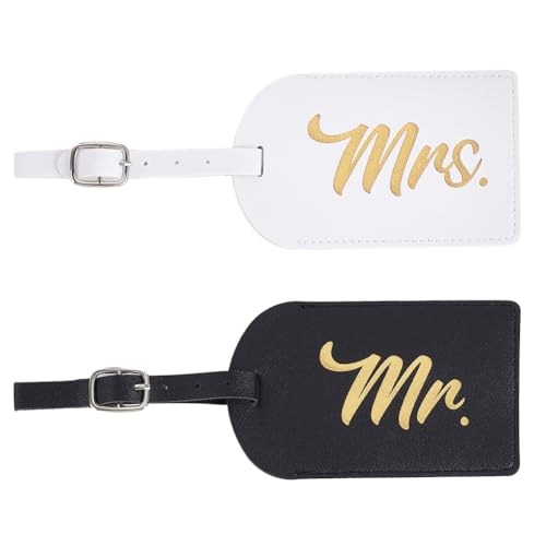 AHANDMAKER 4 Stück Gepäckanhänger „Mr. Und Mrs.“ 2 Farben Kennungen Datenschutz ID Etikett Braut Bräutigam Flitterwochen Hochzeitsanhänger Reisegeschenke Für Paare Männer Frauen 205mm von AHANDMAKER