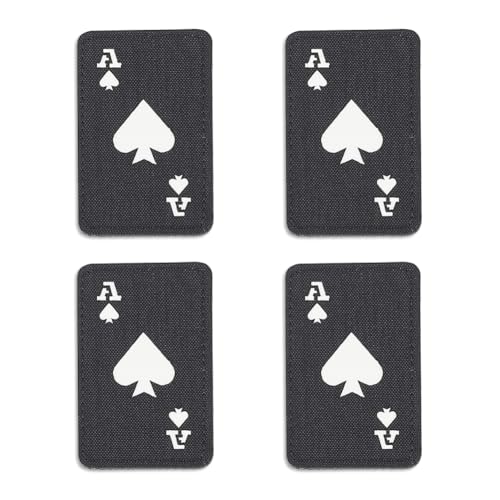 AHANDMAKER 4 x Pik Ass Aufnäher. Lustige Bestickte Ace Karten Klettverschlüsse Im Dunkeln Leuchtende Taktische Aufnäher Für Kleidung Rucksäcke Hüte Schwarz von AHANDMAKER