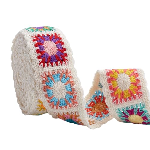 AHANDMAKER 4.57 m Gurtband Mit Jacquard Stickerei Buntes Gurtband Im Ethnischen Stil Polyester Blumenmuster Gewebter Besatz Für DIY Basteltaschen Gitarrengurt von AHANDMAKER