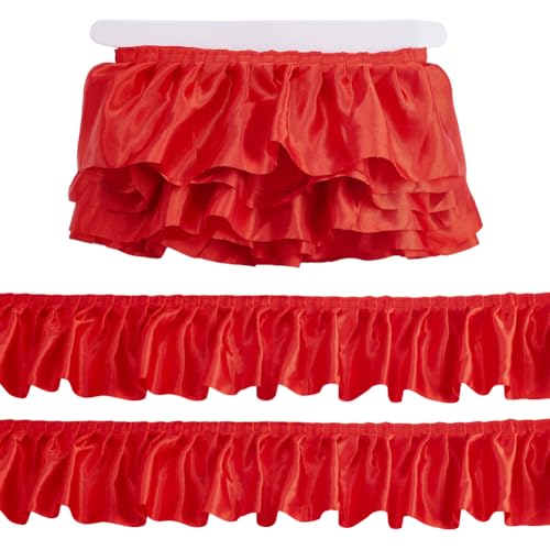 AHANDMAKER 4.57 m Rotes Rüschenband 8.5cm Breit Satin Rüschenbesatz Plisseebesatz Chiffon Stoffbänder Spitzen Bastelbedarf Zum Nähen Basteln Kleider Vorhänge AHANDMAKER 4.57 m Rotes Rüschenband 8.5cm Breit Satin Rüschenbesatz Plisseebesatz Chiffon Stoffbänder Spitzen Bastelbedarf Zum Nähen Basteln Kleider Vorhänge von AHANDMAKER
