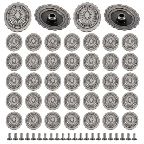 AHANDMAKER 40 Set Ovale Dekorative Nieten Mit Blumenstruktur Vintage Tibetnieten Metall Schnellverschraubungsknöpfe Für Geldbörsen Schuhe Punkrock Lederhandwerk Kleidung Gürtel von AHANDMAKER