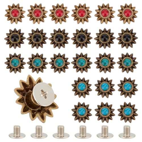AHANDMAKER 40 Sets Sonnenblume, Dekorative Schnalle, Gussteile, Schraube, Bunte Rückknopf-Knöpfe Für Leder, Schraubverschluss, Manuelle DIY-Lederwaren, Dekorationszubehör AHANDMAKER 40 Sets Sonnenblume, Dekorative Schnalle, Gussteile, Schraube, Bunte Rückknopf-Knöpfe Für Leder, Schraubverschluss, Manuelle DIY-Lederwaren, Dekorationszubehör von AHANDMAKER