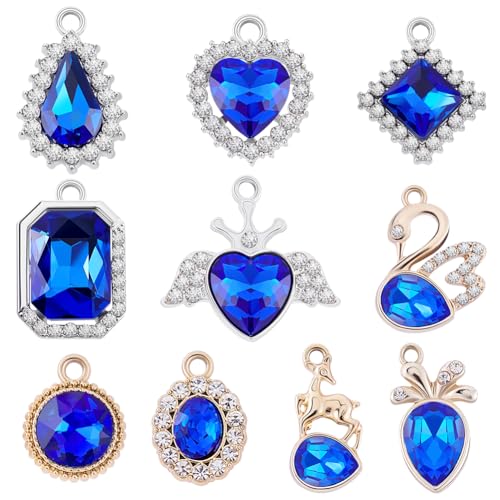 AHANDMAKER 40 Stück Facettierte Legierungsglasanhänger, 10 Stile Blaue Glaskristall-Anhänger, Blaue Legierung Kristall Strass Glas Lose Anhänger Für Halskette Ohrring Armband DIY Schmuckherstellung AHANDMAKER 40 Stück Facettierte Legierungsglasanhänger, 10 Stile Blaue Glaskristall-Anhänger, Blaue Legierung Kristall Strass Glas Lose Anhänger Für Halskette Ohrring Armband DIY Schmuckherstellung von AHANDMAKER
