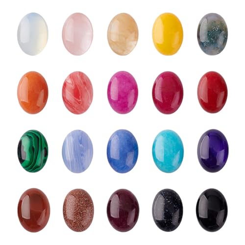 AHANDMAKER 40 Stück Natürliche Edelstein Cabochons 20 Farben Ovale Cabochons Quarzkristallfliesen Synthetische Steine Edelsteine Für Die Schmuckherstellung DIY Handwerk 18x13x5mm AHANDMAKER 40 Stück Natürliche Edelstein Cabochons 20 Farben Ovale Cabochons Quarzkristallfliesen Synthetische Steine Edelsteine Für Die Schmuckherstellung DIY Handwerk 18x13x5mm von AHANDMAKER