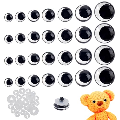 AHANDMAKER 42 Stück 7 Stile Kunststoff Sicherheitsaugen Mit Unterlegscheiben 12/14/16/18/20/23/28mm 3D Mond Bastelaugen Zum Basteln Amigurumi Puppen Plüschtiere Schwarz AHANDMAKER 42 Stück 7 Stile Kunststoff Sicherheitsaugen Mit Unterlegscheiben 12/14/16/18/20/23/28mm 3D Mond Bastelaugen Zum Basteln Amigurumi Puppen Plüschtiere Schwarz von AHANDMAKER