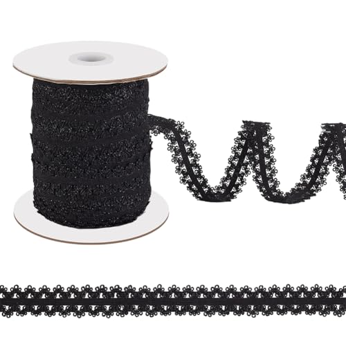 AHANDMAKER 43.7 Yards Picot Rand Stretch Spitzenbesatz 1.57 Zoll Breites Elastisches Gurtband Mit Rüschenkanten Elastisches Band Gurtband Gehäkelte Kordel Zum Basteln von Dessous Schwarz AHANDMAKER 43.7 Yards Picot Rand Stretch Spitzenbesatz 1.57 Zoll Breites Elastisches Gurtband Mit Rüschenkanten Elastisches Band Gurtband Gehäkelte Kordel Zum Basteln von Dessous Schwarz von AHANDMAKER