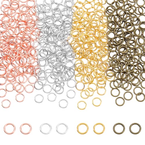 AHANDMAKER 480 Stück Geschlossene Biegeringe In 4 Farben 8mm Runder Metallring Gelötete Charms Verbindungsschlaufen Für Die Schmuckherstellung DIY Halsketten Armbänder Ohrringe von AHANDMAKER