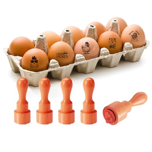 AHANDMAKER 5 Stile Hen Picked Wähle Mich Holzstempel Mit Hühnermuster 2/3(5) cm Kleiner Runder Gummistempel Zum Basteln von Heim Und Bauernhofbedarf von AHANDMAKER