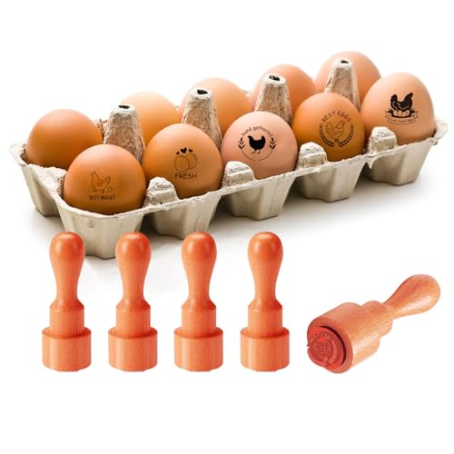 AHANDMAKER 5 Stile Henne Weizenei Muster Holzstempel 2/3 Zoll Kleiner Stempel Runder Stempel Für Scrapbooking Kartenherstellung Eierstempel Stempeln von AHANDMAKER