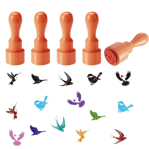 AHANDMAKER 5 Stile Kolibri Stempel Vogelmuster Mini Stempel Eierstempel Aus Holz Einzigartige Designs Eier Zeichenstempel Für Scrapbooking Kartenherstellung Planer Aufkleber von AHANDMAKER