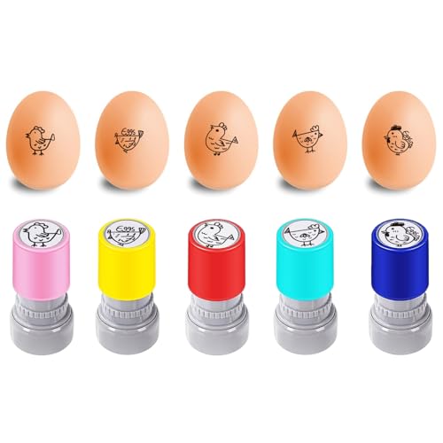 AHANDMAKER 5 Stile Kunststoff Stempel Niedliche Cartoon Hühnermotive DIY Ei Zeichnung Ideal Zum Eierbemalen und Kunsthandwerk Bauernhof Dekoration Geschenk von AHANDMAKER