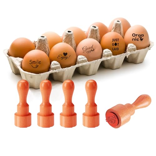 AHANDMAKER 5 Stile Lächeln Genießen Holzstempel Mit Text „Good Egg“ 2/3(5) cm Kleiner Runder Gummistempel Zum Basteln von Heim Und Bauernhofbedarf von AHANDMAKER