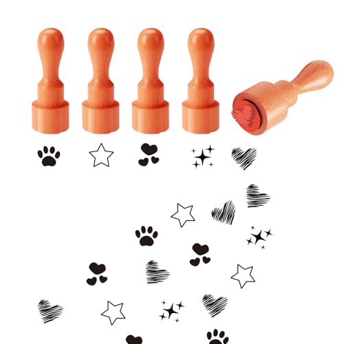 AHANDMAKER 5 Stile Muster Holzstempel 2/3 Zoll Mini Stempel Stern Herz Krallen Stempel Rund Niedlicher Holzstempel Zum Selbermachen Scrapbooking AHANDMAKER 5 Stile Muster Holzstempel 2/3 Zoll Mini Stempel Stern Herz Krallen Stempel Rund Niedlicher Holzstempel Zum Selbermachen Scrapbooking von AHANDMAKER