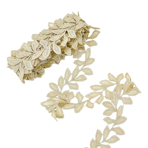 AHANDMAKER 5 Yards Blatt Spitzenbesatz Unelastisches Stickband 1.5 Zoll Breit Goldfarbene Polyester Stoffspitze Für Vorhang Tischdecke Schonbezug Braut DIY Kleidung AHANDMAKER 5 Yards Blatt Spitzenbesatz Unelastisches Stickband 1.5 Zoll Breit Goldfarbene Polyester Stoffspitze Für Vorhang Tischdecke Schonbezug Braut DIY Kleidung von AHANDMAKER