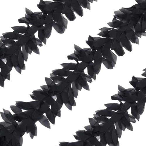 AHANDMAKER 5 Yards Blattband Spitzenbesatz Polyester Chiffon Blatt Spitzenband Kantenbesatz Spitzenstoff Für DIY Nähen Handwerk Kleidungsstück Hochzeitsdekoration Schwarz AHANDMAKER 5 Yards Blattband Spitzenbesatz Polyester Chiffon Blatt Spitzenband Kantenbesatz Spitzenstoff Für DIY Nähen Handwerk Kleidungsstück Hochzeitsdekoration Schwarz von AHANDMAKER