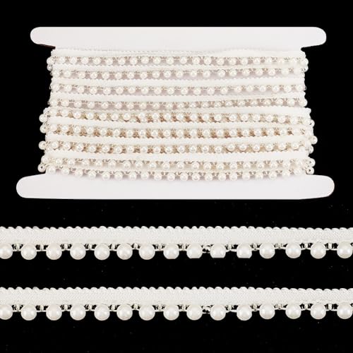 AHANDMAKER 5 Yards Fransenbesatz Aus Kunstperlen 0.45" breites Perlenquasten Fransenband Mit Spitzenrand Stickerei Fransenperlenband Für Brautkleid Hochzeitsfeier Dekoration Weiß AHANDMAKER 5 Yards Fransenbesatz Aus Kunstperlen 0.45" breites Perlenquasten Fransenband Mit Spitzenrand Stickerei Fransenperlenband Für Brautkleid Hochzeitsfeier Dekoration Weiß von AHANDMAKER