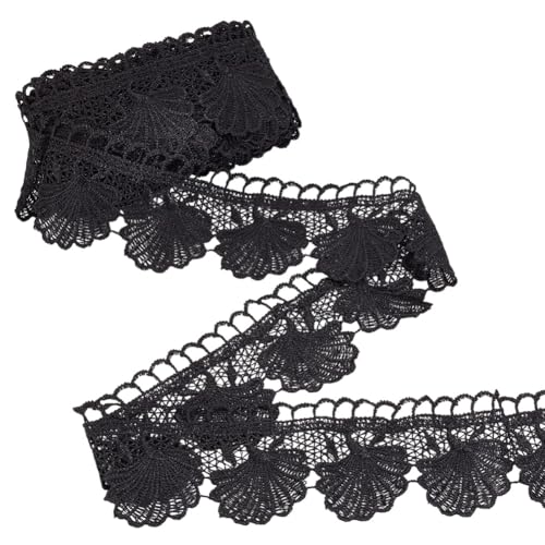 AHANDMAKER 5 Yards Venedig Spitze Band, Gewelltes Spitzenbesatzband 2.4" Breite Schwarzes Spitzenband Mit Blumenmuster Muschelform Bestickter Spitzenrandbesatz Zum Nähen Hochzeitsdekor AHANDMAKER 5 Yards Venedig Spitze Band, Gewelltes Spitzenbesatzband 2.4" Breite Schwarzes Spitzenband Mit Blumenmuster Muschelform Bestickter Spitzenrandbesatz Zum Nähen Hochzeitsdekor von AHANDMAKER
