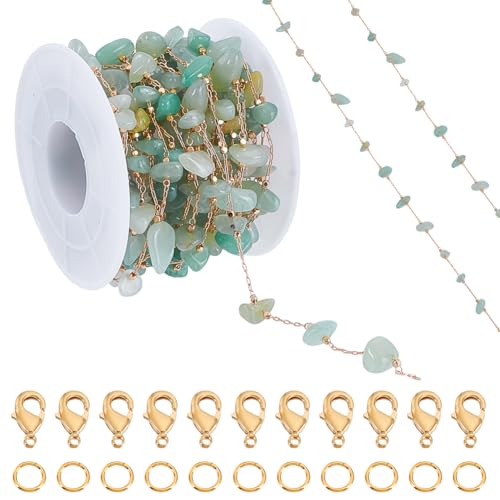 AHANDMAKER 5 m Lange Schmuckkette Aus Grünen Rohedelsteinen 14 Karat Vergoldetes Messing Offene Biegeringe Karabinerverschlüsse Für Die Herstellung von DIY Schmuck Armbänder Halsketten Fußkettchen AHANDMAKER 5 m Lange Schmuckkette Aus Grünen Rohedelsteinen 14 Karat Vergoldetes Messing Offene Biegeringe Karabinerverschlüsse Für Die Herstellung von DIY Schmuck Armbänder Halsketten Fußkettchen von AHANDMAKER