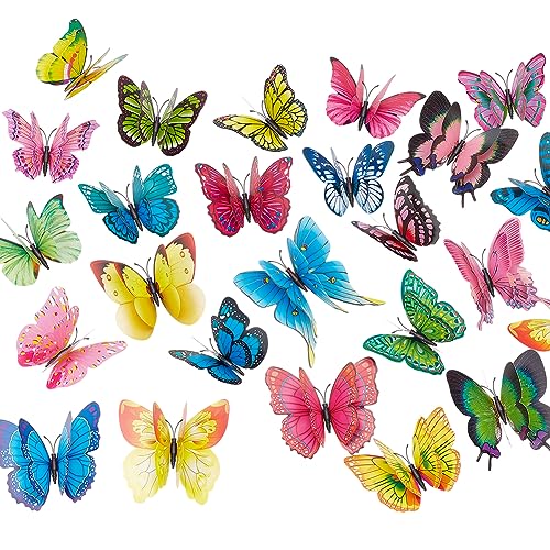 AHANDMAKER 50 Stück 3D-Schmetterlingsnadeln, Kunststoff-Schmetterlings-Display-Ornamente mit Sicherheitsnadel, Sommer-Ornamente für Baum, Schmetterlings-dekorative Pins für DIY-Partygeschenke, von AHANDMAKER