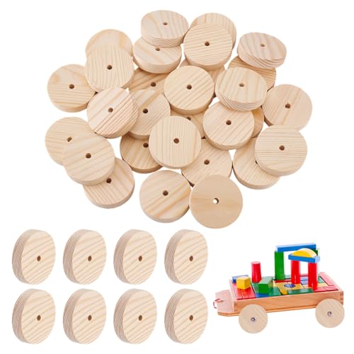 AHANDMAKER 56 Stück Mini-Holzräder, 4,6 cm Durchmesser, unlackierte flache Holz-Bastelräder mit 0,5 cm Löchern, kleine Holzscheibe, Großpackung für Handwerk, DIY-Automodelle, Mini-Weihnachtsbaum-Basis AHANDMAKER 56 Stück Mini-Holzräder, 4,6 cm Durchmesser, unlackierte flache Holz-Bastelräder mit 0,5 cm Löchern, kleine Holzscheibe, Großpackung für Handwerk, DIY-Automodelle, Mini-Weihnachtsbaum-Basis von AHANDMAKER