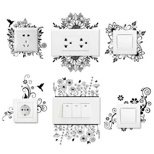 AHANDMAKER 6 Arten von Pflanzen Und Blumenschalteraufklebern Sonnenblumen Wandaufkleber Schmetterlinge Schalteraufkleber Für Lichtschalter Decken Und Wandleiste Schlafzimmer Wohnzimmer von AHANDMAKER