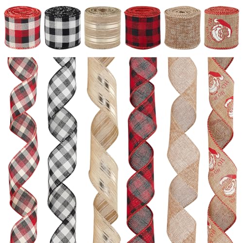 AHANDMAKER 6 Rolle 13.14 Yards Weihnachtsbänder Im Buffalo Karomuster 6 Stil 2 Zoll Breit Kariertes Gingham Stoffband Weihnachtliches Sackleinen Stoffband Zum Verpacken von Weihnachtsgeschenken AHANDMAKER 6 Rolle 13.14 Yards Weihnachtsbänder Im Buffalo Karomuster 6 Stil 2 Zoll Breit Kariertes Gingham Stoffband Weihnachtliches Sackleinen Stoffband Zum Verpacken von Weihnachtsgeschenken von AHANDMAKER
