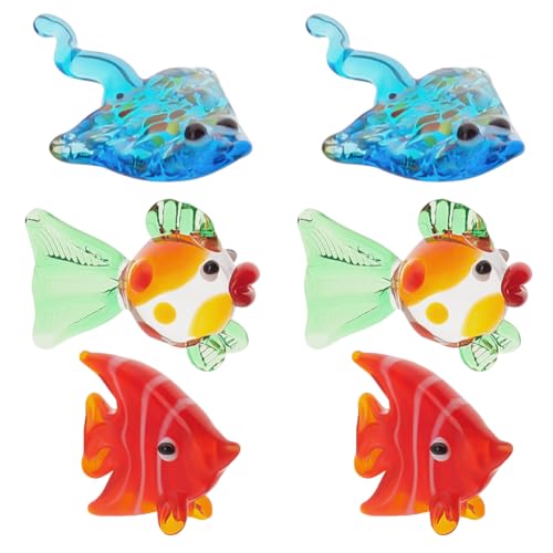 AHANDMAKER 6 Stück Glastierfiguren Kleine Fischfiguren, 3 Stile Glastierfiguren Für Die Tischdekoration, Falterfischfiguren, Goldfisch Figuren, Manta Ray Glas Display Miniatur Für Heimdekoration AHANDMAKER 6 Stück Glastierfiguren Kleine Fischfiguren, 3 Stile Glastierfiguren Für Die Tischdekoration, Falterfischfiguren, Goldfisch Figuren, Manta Ray Glas Display Miniatur Für Heimdekoration von AHANDMAKER
