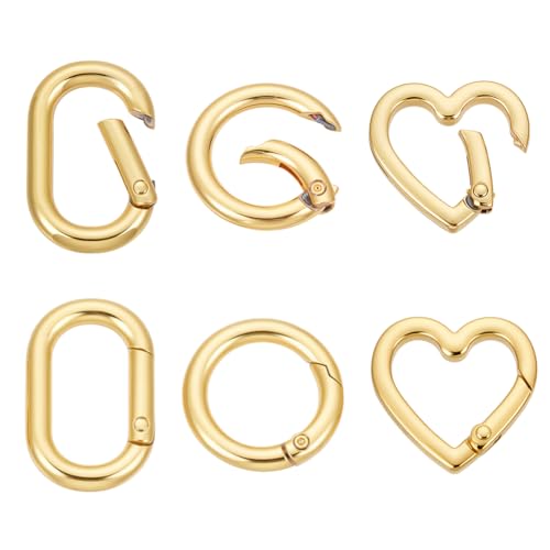 AHANDMAKER 6 Stück Karabinerverschluss 3 Stile Goldfarben Halskettenvergrößerer Verkürzer Oval Herz Rund Metall Federverschluss Verbinder Für Schmuckherstellung DIY Hardware Ersatz AHANDMAKER 6 Stück Karabinerverschluss 3 Stile Goldfarben Halskettenvergrößerer Verkürzer Oval Herz Rund Metall Federverschluss Verbinder Für Schmuckherstellung DIY Hardware Ersatz von AHANDMAKER