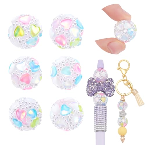 AHANDMAKER 6 Stück Strassperlen Für Stifte Kristallperlen In Herzform 16mm Ausgefallene Runde Klobige Glitzer Bling Abstandsperle Für Perlbare Stifte Schlüsselanhänger AHANDMAKER 6 Stück Strassperlen Für Stifte Kristallperlen In Herzform 16mm Ausgefallene Runde Klobige Glitzer Bling Abstandsperle Für Perlbare Stifte Schlüsselanhänger von AHANDMAKER