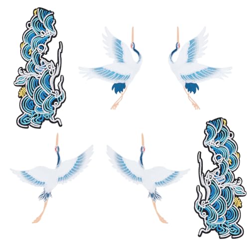 AHANDMAKER 6 Stück Wolken- Und Kranich-Stickmuster Zum Aufbügeln, Gestickter Abzeichen-Aufnäher Zum Aufnähen, Dekorative Aufnäher Zum Aufnähen Für Kleider, Jeans, Jacken, Handtaschen, Kleidung AHANDMAKER 6 Stück Wolken- Und Kranich-Stickmuster Zum Aufbügeln, Gestickter Abzeichen-Aufnäher Zum Aufnähen, Dekorative Aufnäher Zum Aufnähen Für Kleider, Jeans, Jacken, Handtaschen, Kleidung von AHANDMAKER