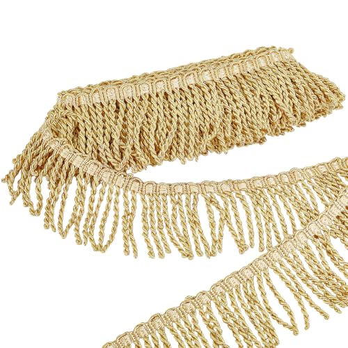 AHANDMAKER 6.56 Yards X 3.15 Zoll Goldbarren Gold Stoffbesatz Quaste Fransenbesatz Nähbesatz Goldfarbener Fransenbesatz Für Vorhang Kleidung Sofa Fransen Tisch Heimdekoration DIY Handwerk von AHANDMAKER