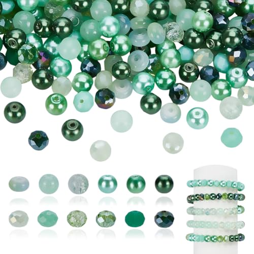 AHANDMAKER 610 Stück grüne Glasperlen, sortierte Kristallperlen, grüne Serie, runde lose Perlen, rissige Glasperlen, facettierte Rondelle, Abstandshalter für Frühling, DIY, Handwerk, Armband AHANDMAKER 610 Stück grüne Glasperlen, sortierte Kristallperlen, grüne Serie, runde lose Perlen, rissige Glasperlen, facettierte Rondelle, Abstandshalter für Frühling, DIY, Handwerk, Armband von AHANDMAKER