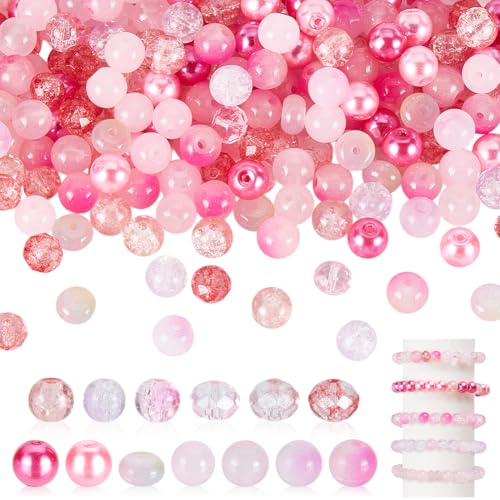 AHANDMAKER 610 Stück rosa Glasperlen, sortierte Kristallperlen, rosa Serie, runde lose Perlen, rissige Glasperlen, facettierte Rondelle, Abstandshalter für Valentinstag, DIY, Handwerk, Armband AHANDMAKER 610 Stück rosa Glasperlen, sortierte Kristallperlen, rosa Serie, runde lose Perlen, rissige Glasperlen, facettierte Rondelle, Abstandshalter für Valentinstag, DIY, Handwerk, Armband von AHANDMAKER