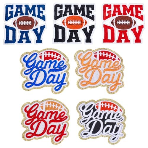 AHANDMAKER 7 Stück 2 Stile Game Day Bestickte Aufnäher Zum Aufbügeln Football Helme Logos Stickerei Patch Aufnäher Applikationen Zum Aufnähen Für Kleidung Jeans Taschen Bastelarbeiten von AHANDMAKER