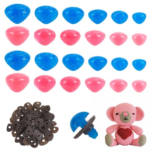AHANDMAKER 72 Stück Sicherheitsnasen Aus Kunststoff 2 Farben 6 Stile 15/18/20/22/24/26mm Harz Puppen Bastelnasen Für Bastelpuppen Und Stofftiere Rosa Und Blau AHANDMAKER 72 Stück Sicherheitsnasen Aus Kunststoff 2 Farben 6 Stile 15/18/20/22/24/26mm Harz Puppen Bastelnasen Für Bastelpuppen Und Stofftiere Rosa Und Blau von AHANDMAKER