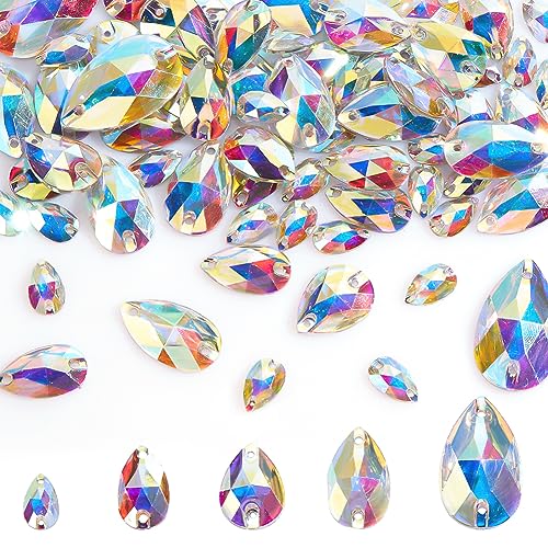 AHANDMAKER 75 Stück Strasssteine zum Aufnähen, 5 Größen, Kunstharz Strass, flache Rückseite, Tropfenform, Nähperlen, Dekorationen für Bastelarbeiten, Kleidung, Kleider, Hüte, Schuhe, Loch: 1,6 mm AHANDMAKER 75 Stück Strasssteine zum Aufnähen, 5 Größen, Kunstharz Strass, flache Rückseite, Tropfenform, Nähperlen, Dekorationen für Bastelarbeiten, Kleidung, Kleider, Hüte, Schuhe, Loch: 1,6 mm von AHANDMAKER