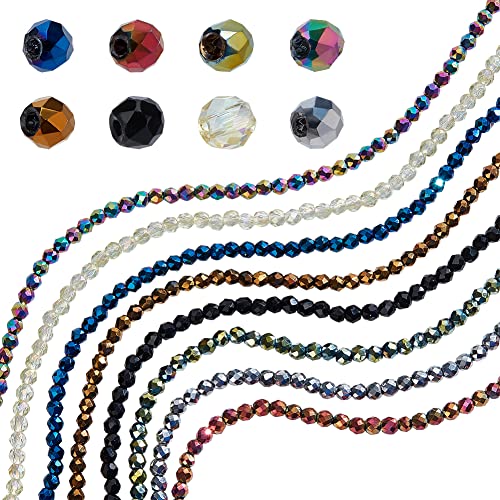 AHANDMAKER 8 Stränge aus verzinkten Mini-Glasperlen, 8 Stile 2 mm facettierte Glasperlen, regenbogenbeschichtete facettierte Perlen mit 0,5 mm Loch für Armband, Halskette, Schlüsselanhänger AHANDMAKER 8 Stränge aus verzinkten Mini-Glasperlen, 8 Stile 2 mm facettierte Glasperlen, regenbogenbeschichtete facettierte Perlen mit 0,5 mm Loch für Armband, Halskette, Schlüsselanhänger von AHANDMAKER