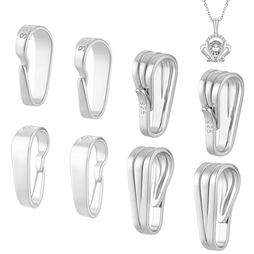 AHANDMAKER 8 Stück 2 Stile 925 Sterling Silber Anhänger Verschluss Pinch Snap Auf Bails Charm Halter Haken Pinch Clip Bail Verschluss Kettenverbinder Für Halskette Choker Herstellung von AHANDMAKER