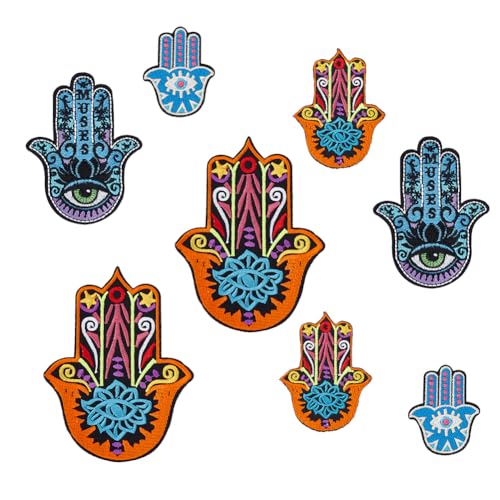 AHANDMAKER 8 Stück Hamsa-Auge Handgestickter Aufnäher Zum Aufbügeln, 4 Stil Bestickter Abzeichen-Aufnäher Zum Aufnähen, Dekorative Aufnäher Zum Aufnähen Für Kleider, Jeans, Jacken, Handtaschen AHANDMAKER 8 Stück Hamsa-Auge Handgestickter Aufnäher Zum Aufbügeln, 4 Stil Bestickter Abzeichen-Aufnäher Zum Aufnähen, Dekorative Aufnäher Zum Aufnähen Für Kleider, Jeans, Jacken, Handtaschen von AHANDMAKER