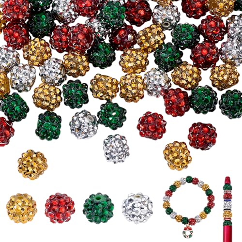 AHANDMAKER 80 Stück Harz-Strassperlen, runde Kristall-Diamantperlen, 4 Farben, 12 mm, Abstandshalter für Perlenstifte, Schlüsselbänder, Sonnenfänger, Armbänder, Baseball-Halsketten, Ohrringe AHANDMAKER 80 Stück Harz-Strassperlen, runde Kristall-Diamantperlen, 4 Farben, 12 mm, Abstandshalter für Perlenstifte, Schlüsselbänder, Sonnenfänger, Armbänder, Baseball-Halsketten, Ohrringe von AHANDMAKER