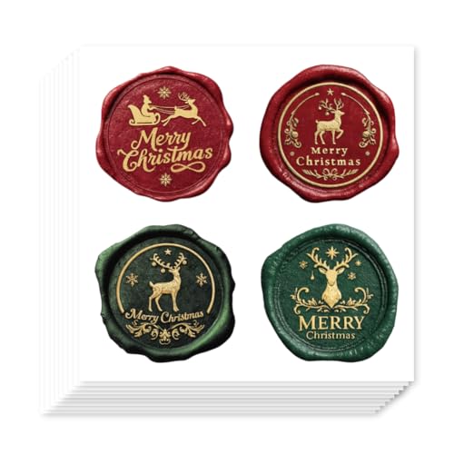 AHANDMAKER 80 selbstklebende Bunte Wachsaufkleber Mit Aeal Muster 1.48(1) cm Weihnachtsetiketten Weihnachtssiegelaufkleber Für Geschenktüten Siegel Grußkarten Party Dekoration von AHANDMAKER