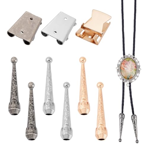 AHANDMAKER 9 Stück Bolo Krawatte Tipps 3 Farben Kordel Endkappen Retro Bolo Krawatten Spitzen Ersatz Mit Verschlüssen Schiebezubehör Lederkordel Endkappe Für Halskette Armband Schmuckherstellung AHANDMAKER 9 Stück Bolo Krawatte Tipps 3 Farben Kordel Endkappen Retro Bolo Krawatten Spitzen Ersatz Mit Verschlüssen Schiebezubehör Lederkordel Endkappe Für Halskette Armband Schmuckherstellung von AHANDMAKER