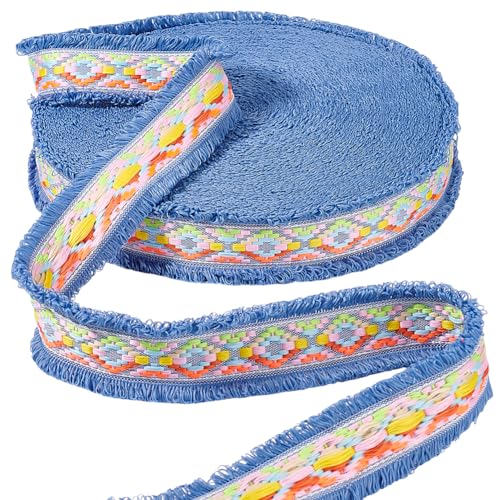 AHANDMAKER 9 Yards Ethnisches Jacquardband mit fransenkante 1 3/4 Zoll Breites Ethnisch Besticktes Band Rauten Jacquard Fransenband Blau Boho Jacquard Band Fransenbesatz Zum Nähen von Kleidung AHANDMAKER 9 Yards Ethnisches Jacquardband mit fransenkante 1 3/4 Zoll Breites Ethnisch Besticktes Band Rauten Jacquard Fransenband Blau Boho Jacquard Band Fransenbesatz Zum Nähen von Kleidung von AHANDMAKER